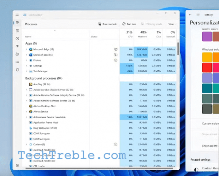 change task manager color in windows 11